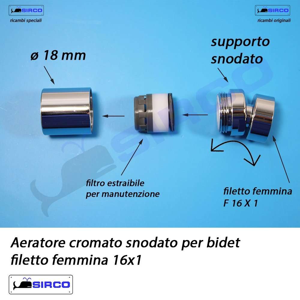 Aeratore rompigetto snodo bidet F 16x1 - immagine 2