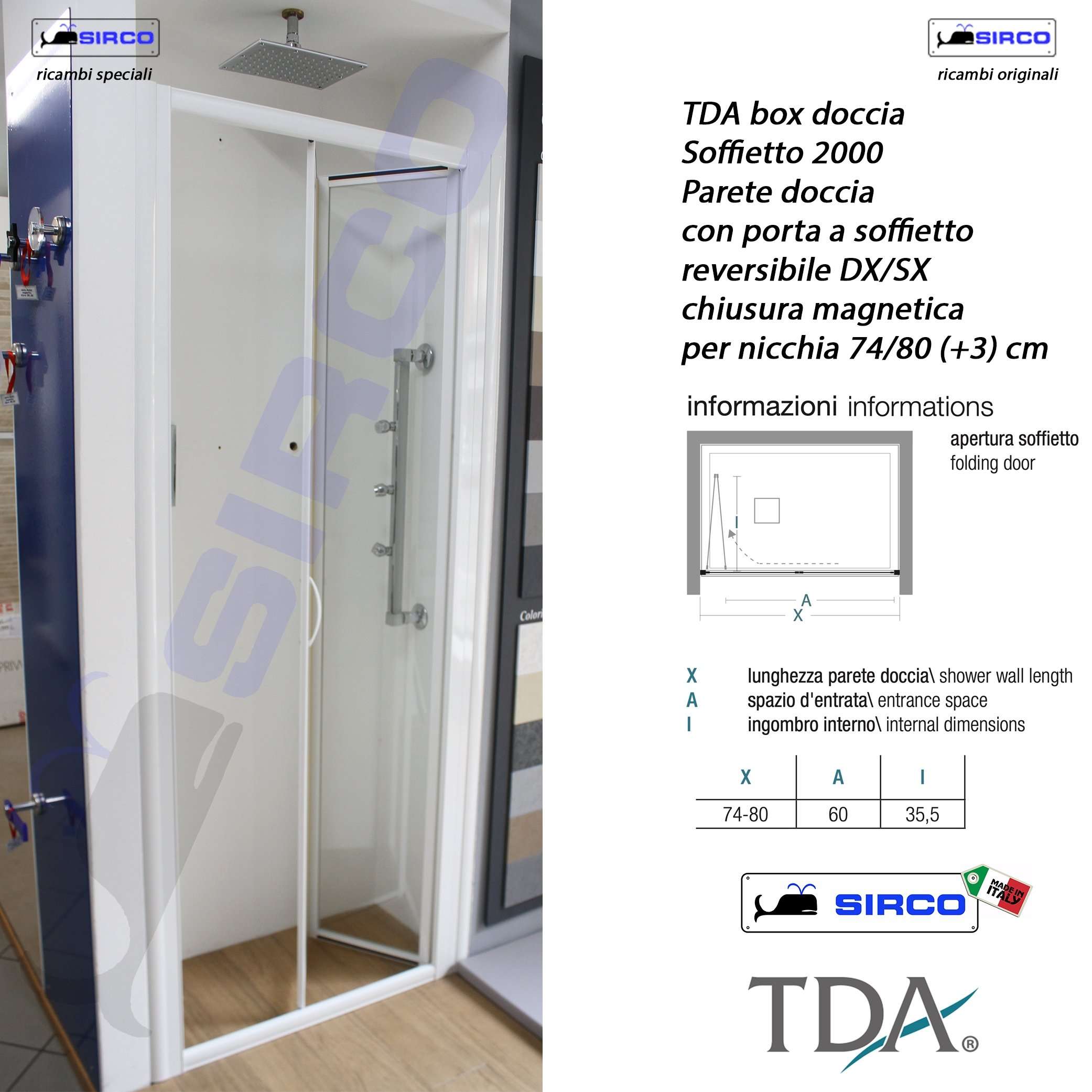 Porta doccia a soffietto per nicchia