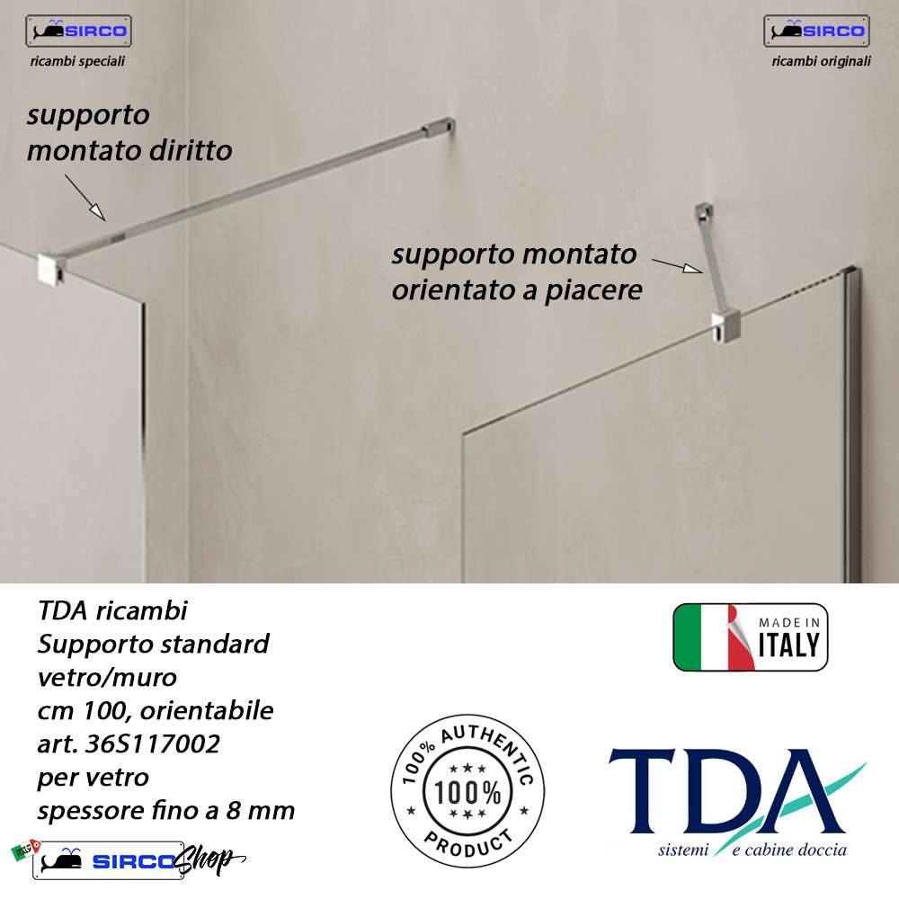 Supporto vetro/muro orientabile 100 cm - immagine 3