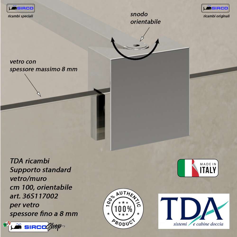 Supporto vetro/muro orientabile 100 cm - immagine 4